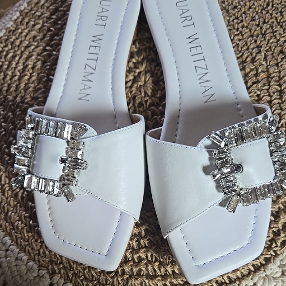 Stuart Weitzman White Slide Sandals - Picture 5 of 9